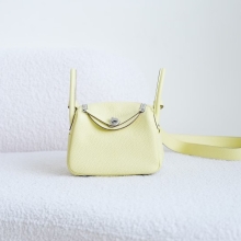 UK London Mini Lindy 19CM TC / Swift Leather 1Z Jaune Poussin Silver Hardware