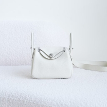 Hermes Bag Images Mini Lindy 19CM TC / Swift Leather CK10 Craie Silver Hardware