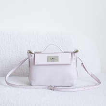 Women's Bag Hermes Kelly 2424 Mini 09 Mauve Pale Evercolor / Swift Leather Silver Hardware